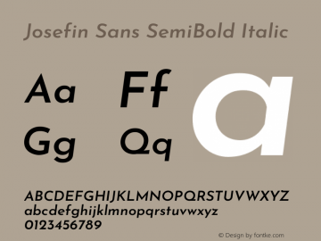 Josefin Sans SemiBold Italic Version 2.000 Font Sample