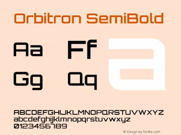 Orbitron SemiBold Version 2.000; ttfautohint (v1.8.2) Font Sample