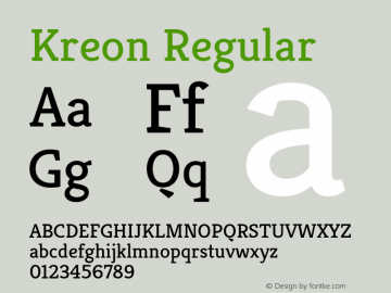 Kreon Regular Version 2.001 Font Sample