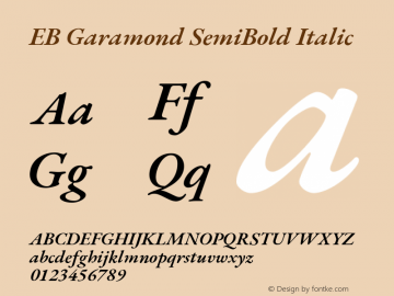 EB Garamond SemiBold Italic Version 1.000; ttfautohint (v1.8.2) Font Sample