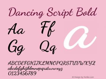 Dancing Script Bold Version 2.000 Font Sample