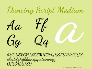 Dancing Script Medium Version 2.000 Font Sample