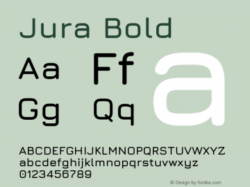 Jura Bold Version 5.104 Font Sample
