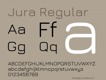 Jura Regular Version 5.104 Font Sample