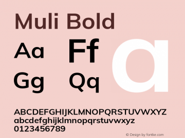 Muli Bold Version 2.100; ttfautohint (v1.8.1.43-b0c9) Font Sample