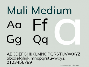 Muli Medium Version 2.100; ttfautohint (v1.8.1.43-b0c9)图片样张
