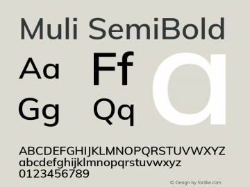 Muli SemiBold Version 2.100; ttfautohint (v1.8.1.43-b0c9)图片样张