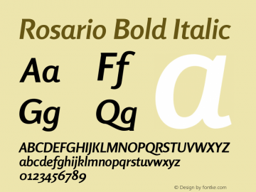 Rosario Bold Italic Version 1.101; ttfautohint (v1.8.1.43-b0c9) Font Sample
