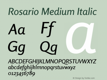 Rosario Medium Italic Version 1.101; ttfautohint (v1.8.1.43-b0c9) Font Sample