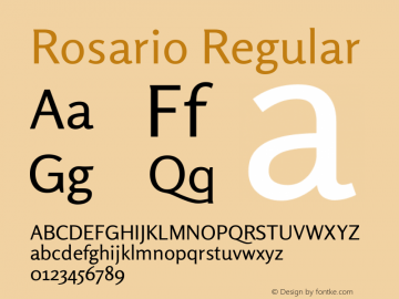 Rosario Regular Version 1.101; ttfautohint (v1.8.1.43-b0c9) Font Sample