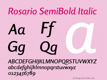 Rosario SemiBold Italic Version 1.101; ttfautohint (v1.8.1.43-b0c9) Font Sample