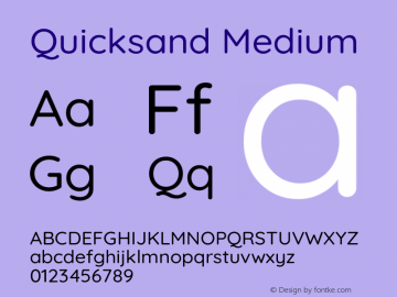 Quicksand Medium Version 3.004 Font Sample