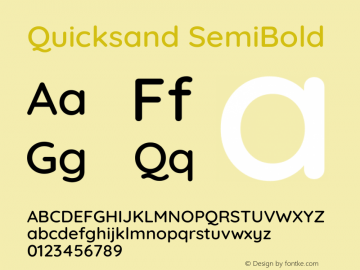 Quicksand SemiBold Version 3.004 Font Sample
