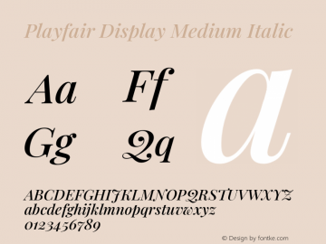 Playfair Display Medium Italic Version 1.200; ttfautohint (v1.8.2) Font Sample