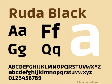 Ruda Black Version 2.000 Font Sample