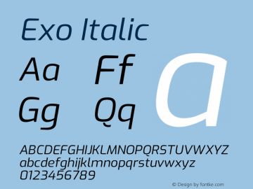 Exo Italic Version 2.000 Font Sample