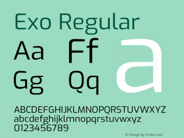 Exo Regular Version 2.000 Font Sample