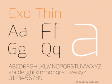 Exo Thin Version 2.000 Font Sample