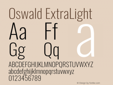 Oswald ExtraLight Version 4.100; ttfautohint (v1.8.1.43-b0c9) Font Sample