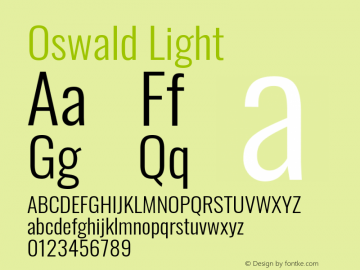 Oswald Light Version 4.100; ttfautohint (v1.8.1.43-b0c9) Font Sample