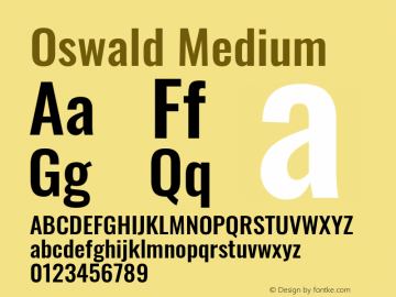 Oswald Medium Version 4.100; ttfautohint (v1.8.1.43-b0c9) Font Sample