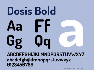 Dosis Bold Version 3.001; ttfautohint (v1.8.2) Font Sample