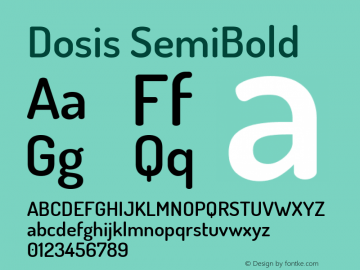 Dosis SemiBold Version 3.001; ttfautohint (v1.8.2) Font Sample