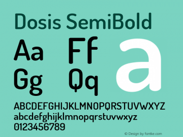 Dosis SemiBold Version 3.001; ttfautohint (v1.8.2)图片样张