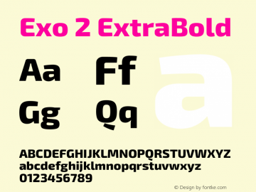 Exo 2 ExtraBold Version 2.000 Font Sample