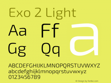 Exo 2 Light Version 2.000 Font Sample