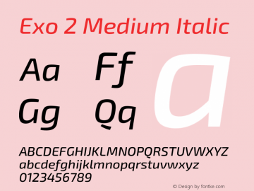 Exo 2 Medium Italic Version 2.000 Font Sample