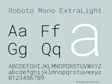 Roboto Mono ExtraLight Version 3.000图片样张