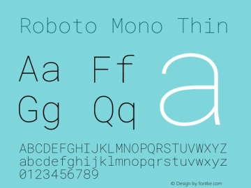 Roboto Mono Thin Version 3.000 Font Sample