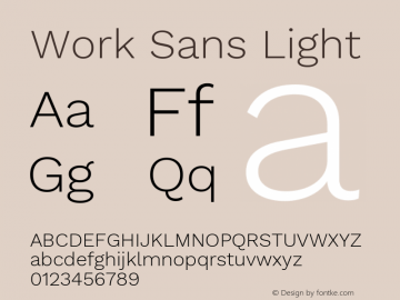 Work Sans Light Version 2.009; ttfautohint (v1.8.1.43-b0c9)图片样张