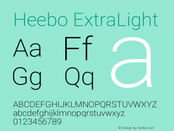 Heebo ExtraLight Version 3.001 Font Sample