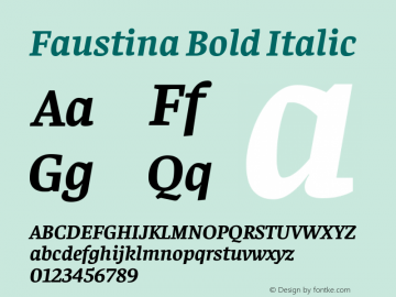 Faustina Bold Italic Version 1.100; ttfautohint (v1.8.1.43-b0c9) Font Sample