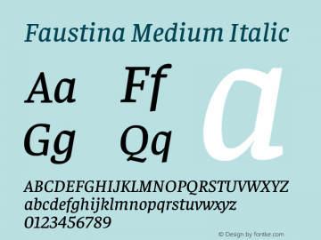 Faustina Medium Italic Version 1.100; ttfautohint (v1.8.1.43-b0c9) Font Sample