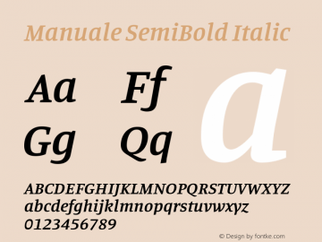 Manuale SemiBold Italic Version 1.000; ttfautohint (v1.8.1.43-b0c9) Font Sample