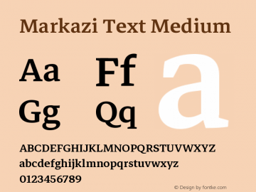 Markazi Text Medium Version 1.000 Font Sample