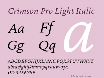 Crimson Pro Light Italic Version 1.002图片样张