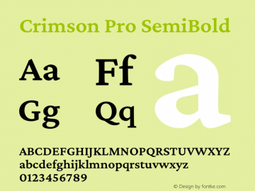 Crimson Pro SemiBold Version 1.002 Font Sample