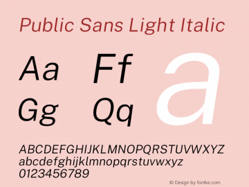 Public Sans Light Italic Version 1.007图片样张