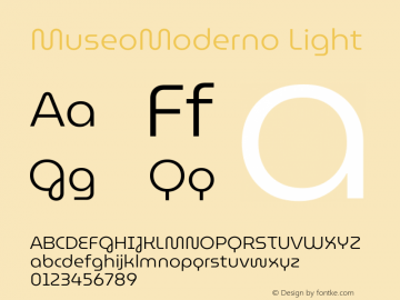 MuseoModerno Light Version 1.001 Font Sample