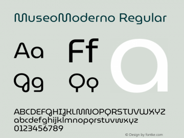MuseoModerno Regular Version 1.001 Font Sample