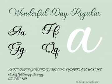 Wonderful Day Version 1.00;June 14, 2020;FontCreator 13.0.0.2643 64-bit Font Sample