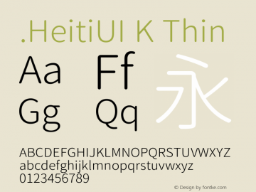 .HeitiUI K Thin  Font Sample
