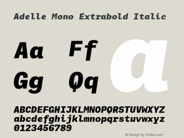 Adelle Mono Extrabold Italic Version 1.001;hotconv 1.0.114;makeotfexe 2.5.65599 Font Sample