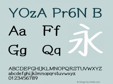 YOzA Pr6N B Version 15.00 Font Sample