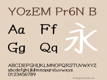 YOzEM Pr6N B Version 15.01 Font Sample