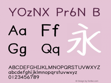 YOzNX Pr6N B Version 15.01 Font Sample